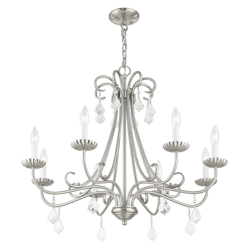 Livex Lighting 40878-91 Eight Light Chandelier, Brushed Nickel