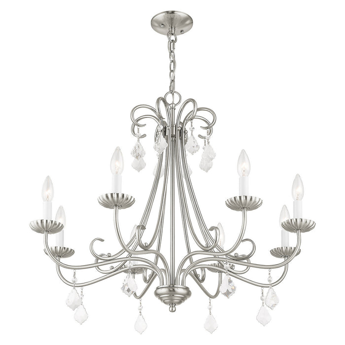 Livex Lighting 40878-91 Eight Light Chandelier, Brushed Nickel