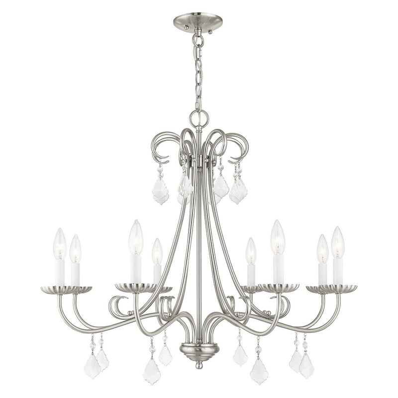 Livex Lighting 40878-91 Eight Light Chandelier, Brushed Nickel
