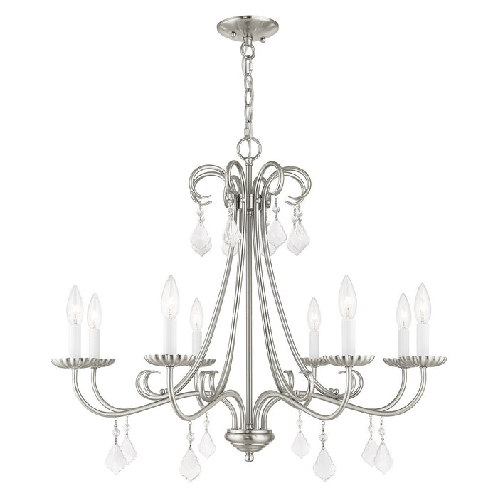 Livex Lighting 40878-91 Eight Light Chandelier, Brushed Nickel