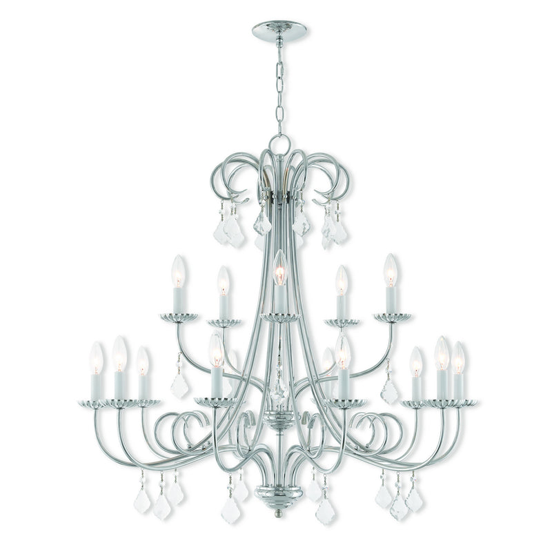 Livex Lighting 40879-05 15 Light Foyer Chandelier, Polished Chrome