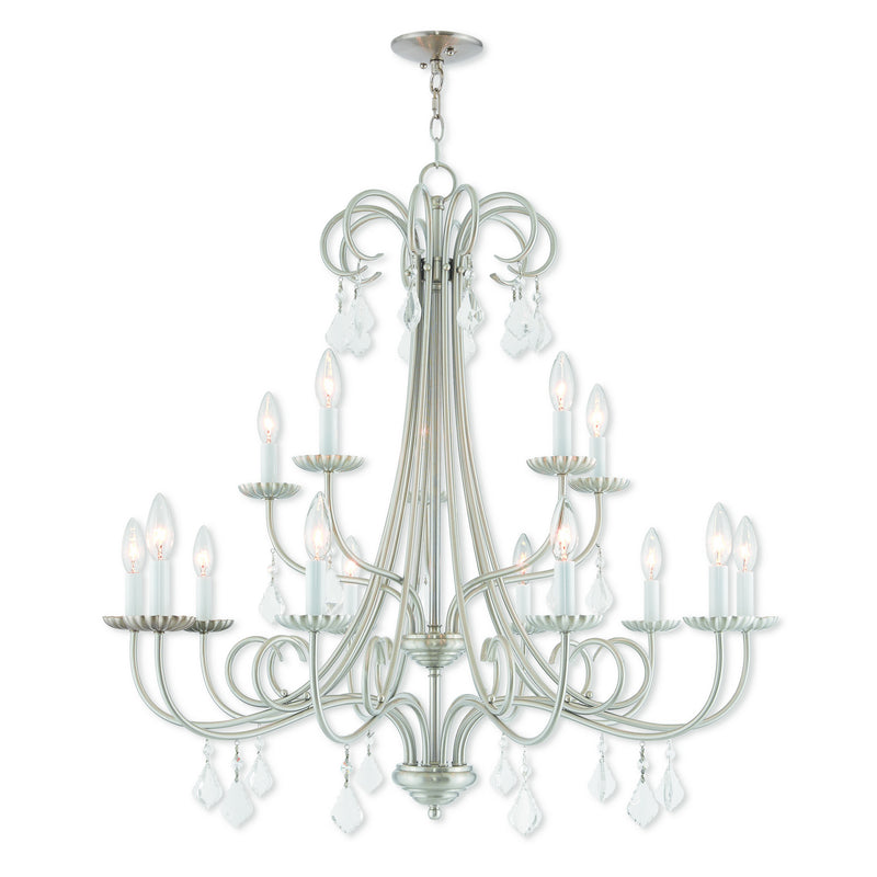 Livex Lighting 40879-91 15 Light Foyer Chandelier, Brushed Nickel