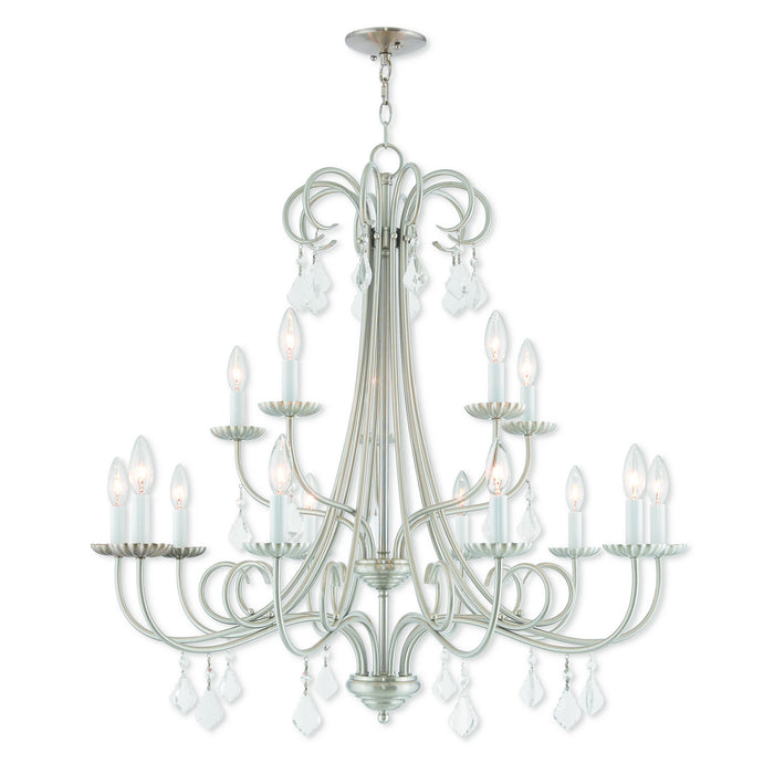 Livex Lighting 40879-91 15 Light Foyer Chandelier, Brushed Nickel