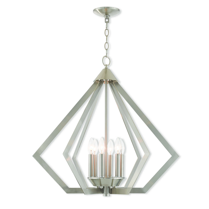Livex Lighting 40926-91 Six Light Chandelier, Brushed Nickel