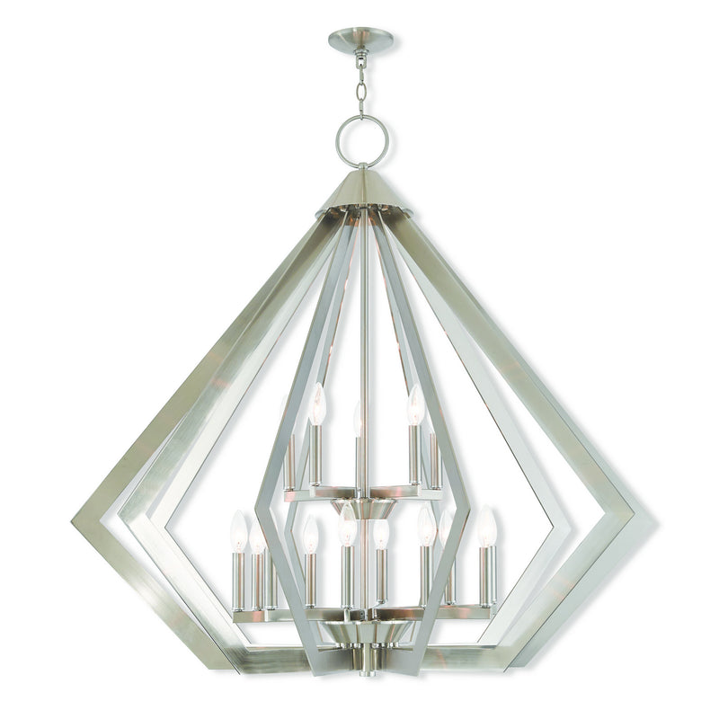 Livex Lighting 40928-91 15 Light Foyer Chandelier, Brushed Nickel