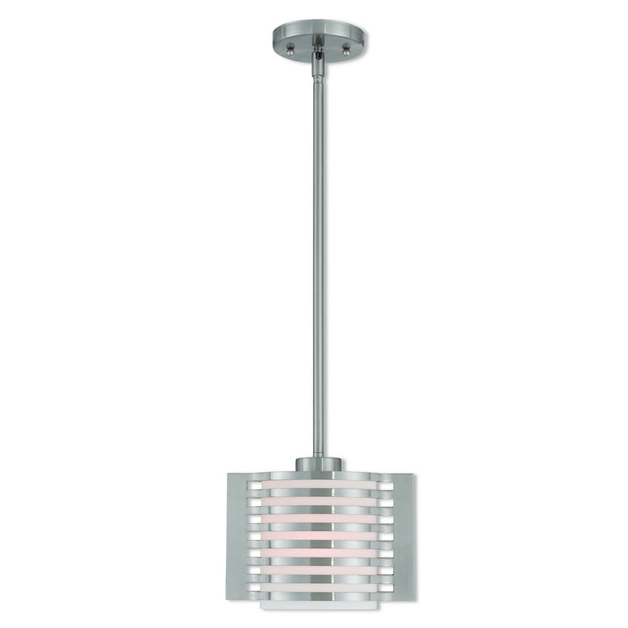 Livex Lighting 41031-91 One Light Mini Pendant, Brushed Nickel