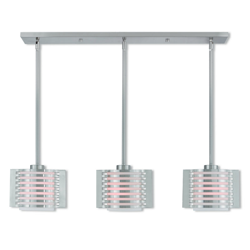 Livex Lighting 41033-91 Three Light Linear Chandelier, Brushed Nickel