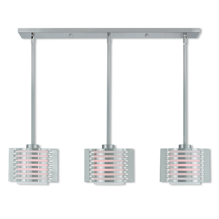 Livex Lighting 41033-91 Three Light Linear Chandelier, Brushed Nickel