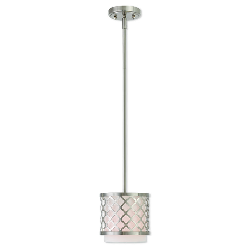 Livex Lighting 41101-91 One Light Mini Pendant, Brushed Nickel