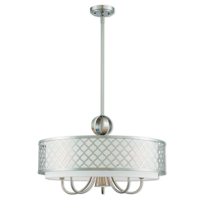 Livex Lighting 41105-91 Six Light Chandelier, Brushed Nickel