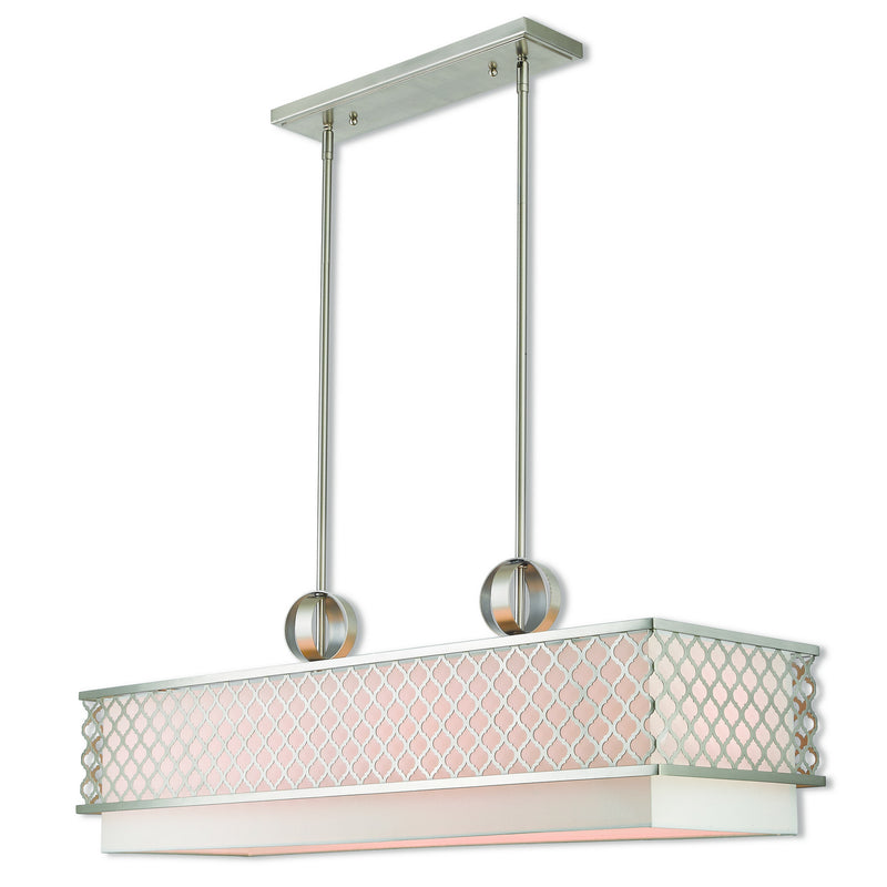 Livex Lighting 41106-91 Nine Light Linear Chandelier, Brushed Nickel