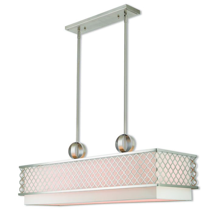 Livex Lighting 41106-91 Nine Light Linear Chandelier, Brushed Nickel