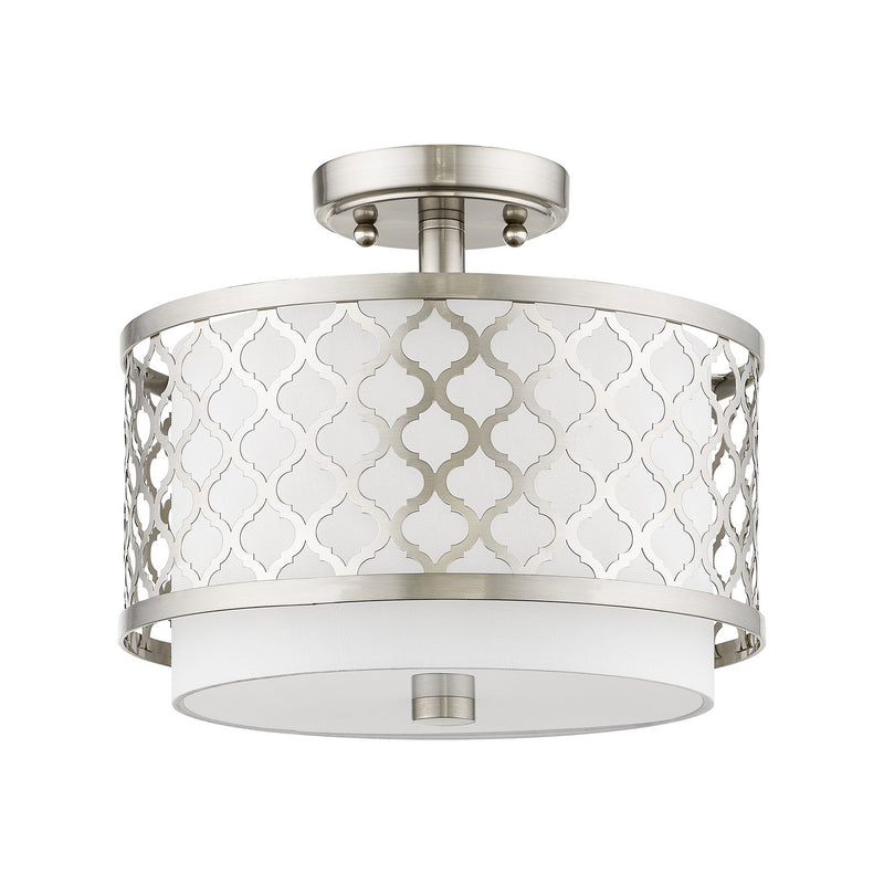 Livex Lighting 41107-91 Two Light Ceiling Mount, Brushed Nickel