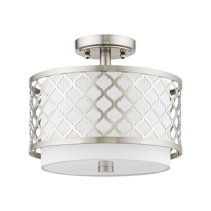 Livex Lighting 41107-91 Two Light Ceiling Mount, Brushed Nickel