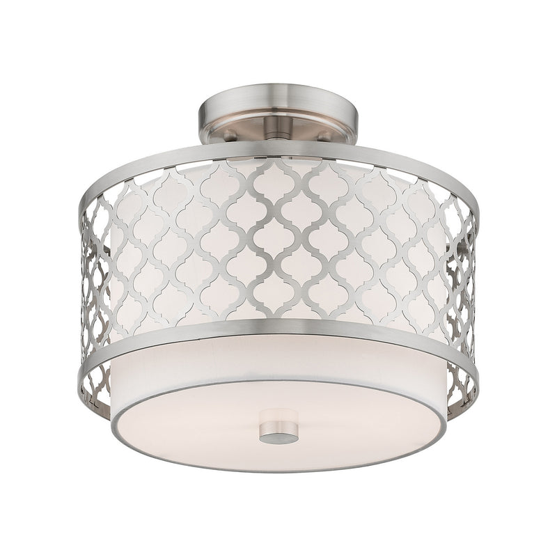 Livex Lighting 41107-91 Two Light Ceiling Mount, Brushed Nickel