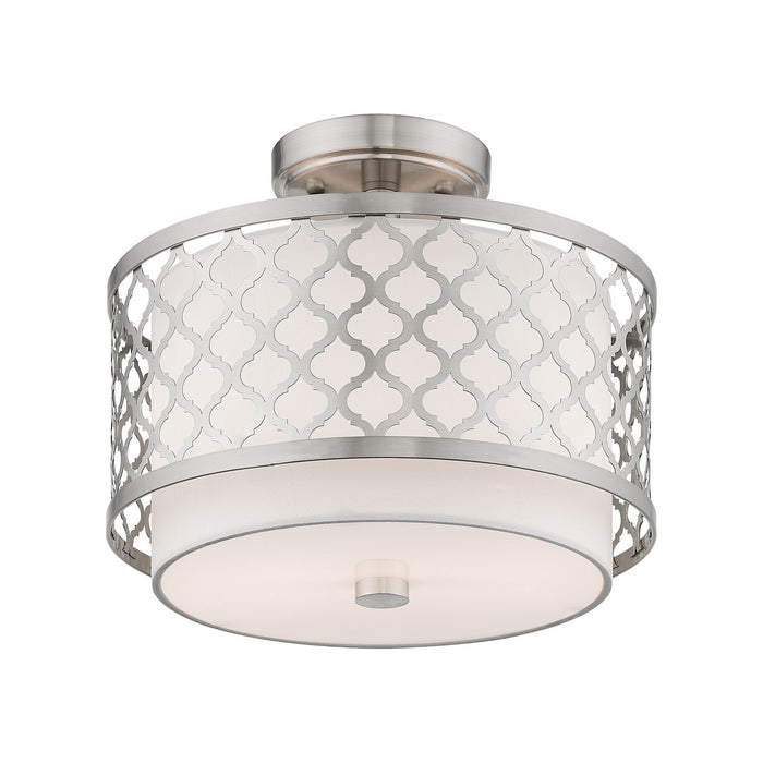 Livex Lighting 41107-91 Two Light Ceiling Mount, Brushed Nickel