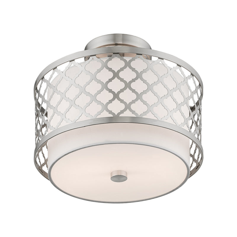 Livex Lighting 41107-91 Two Light Ceiling Mount, Brushed Nickel
