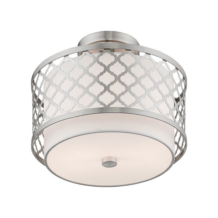 Livex Lighting 41107-91 Two Light Ceiling Mount, Brushed Nickel