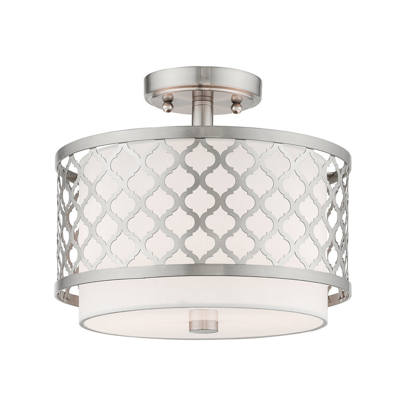 Livex Lighting 41107-91 Two Light Ceiling Mount, Brushed Nickel