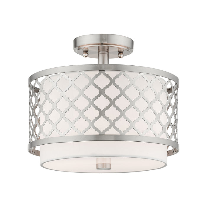 Livex Lighting 41107-91 Two Light Ceiling Mount, Brushed Nickel