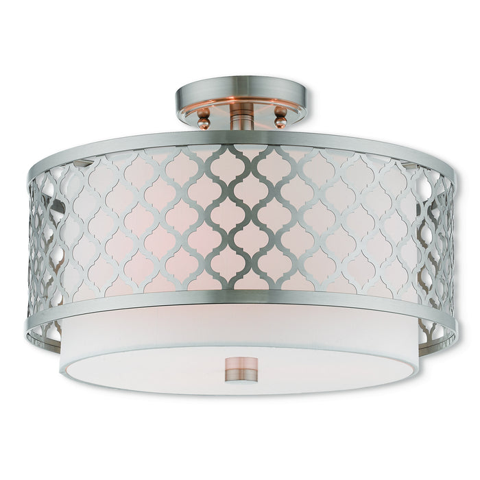 Livex Lighting 41108-91 Three Light Ceiling Mount, Brushed Nickel