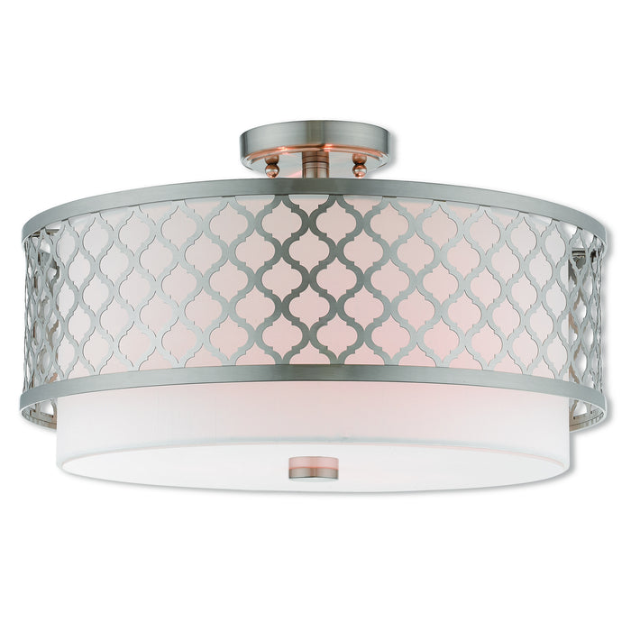 Livex Lighting 41109-91 Three Light Ceiling Mount, Brushed Nickel