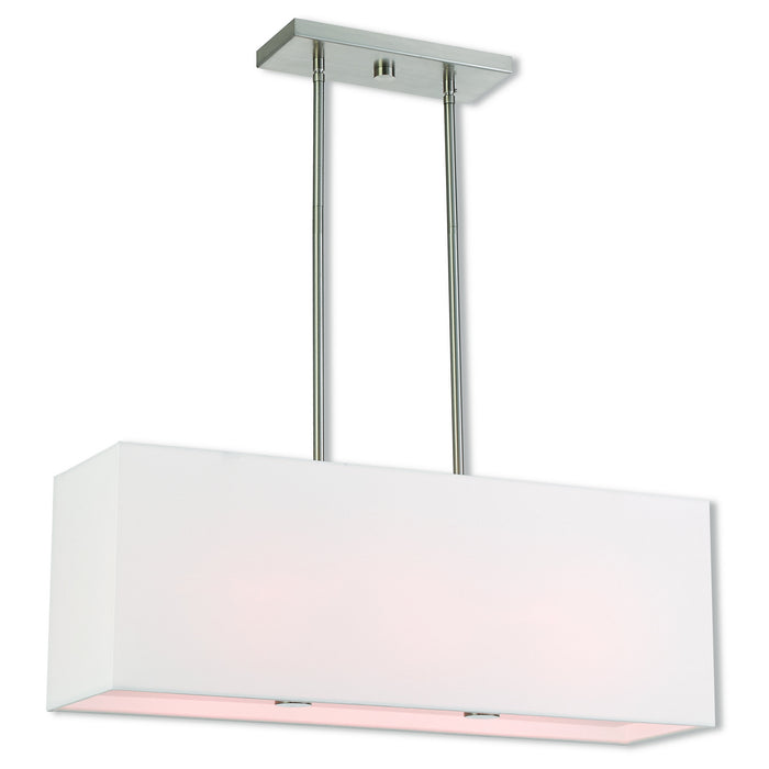 Livex Lighting 41153-91 Three Light Linear Chandelier, Brushed Nickel