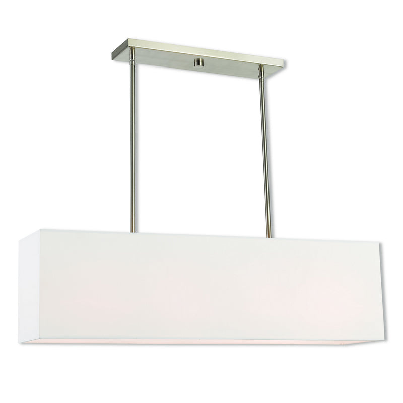 Livex Lighting 41155-91 Four Light Linear Chandelier, Brushed Nickel