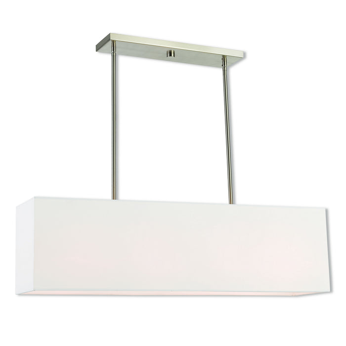 Livex Lighting 41155-91 Four Light Linear Chandelier, Brushed Nickel