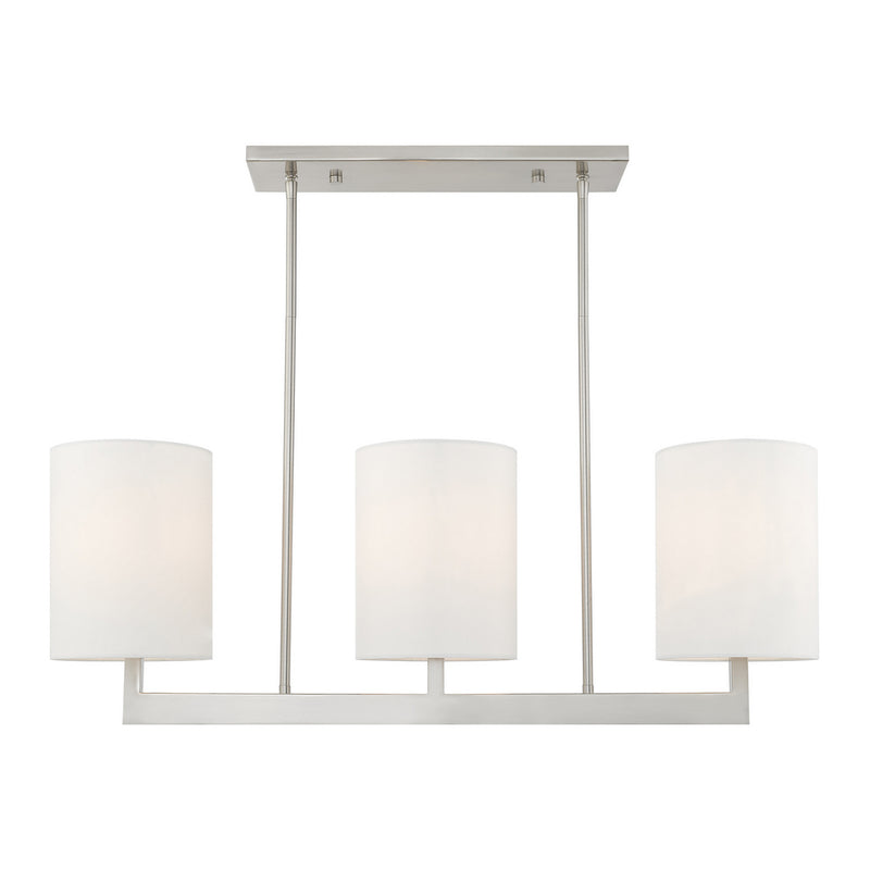 Livex Lighting 42404-91 Three Light Linear Chandelier, Brushed Nickel
