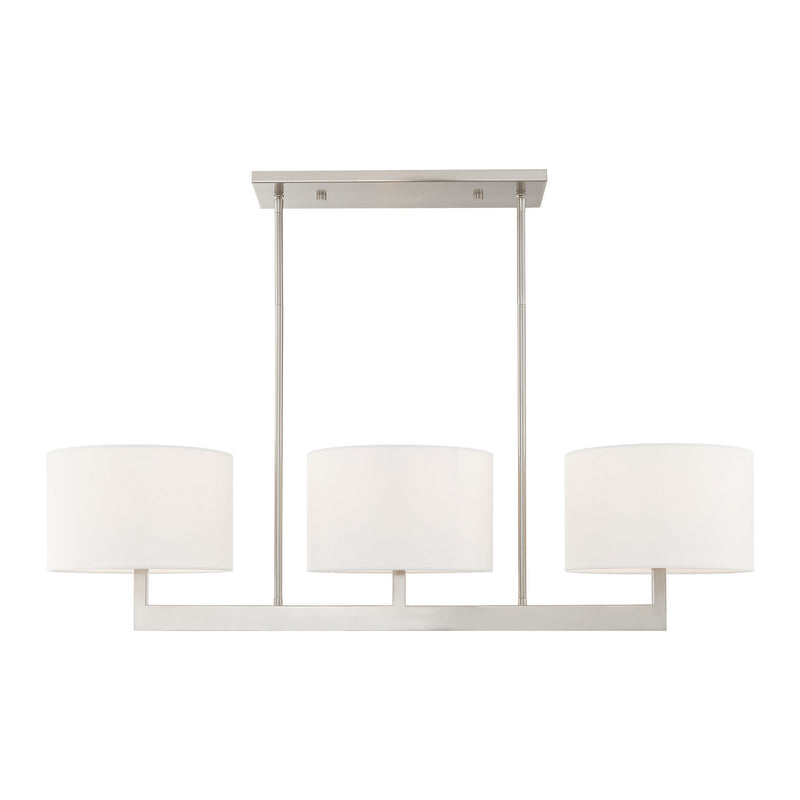 Livex Lighting 42405-91 Three Light Linear Chandelier, Brushed Nickel
