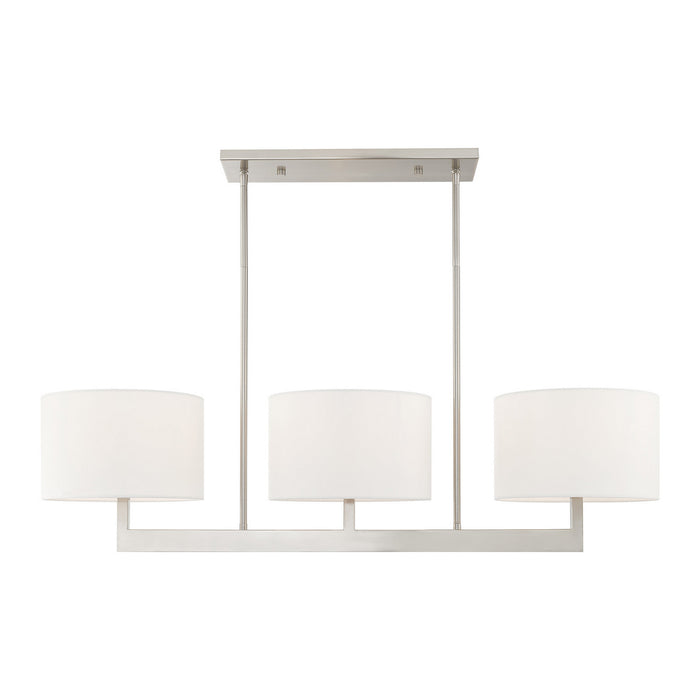 Livex Lighting 42405-91 Three Light Linear Chandelier, Brushed Nickel