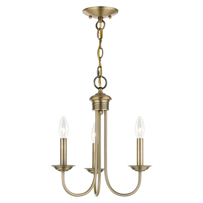 Livex Lighting 42683-01 Three Light Mini Chandelier, Antique Brass