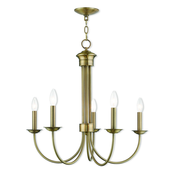 Livex Lighting 42685-01 Five Light Chandelier, Antique Brass