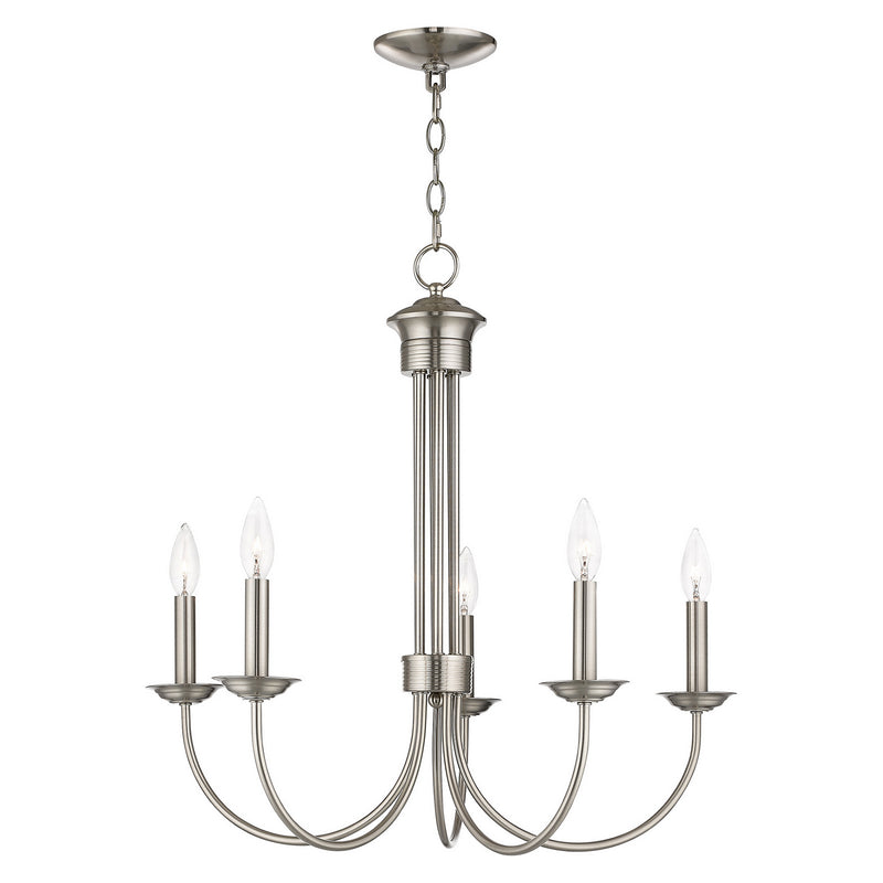 Livex Lighting 42685-91 Five Light Chandelier, Brushed Nickel