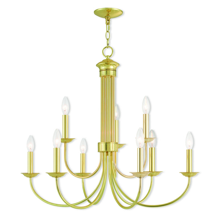 Livex Lighting 42687-02 Nine Light Chandelier, Polished Brass