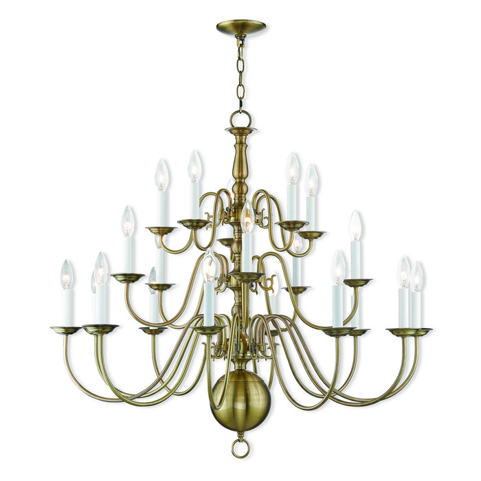 Livex Lighting 5019-01 20 Light Foyer Chandelier, Antique Brass