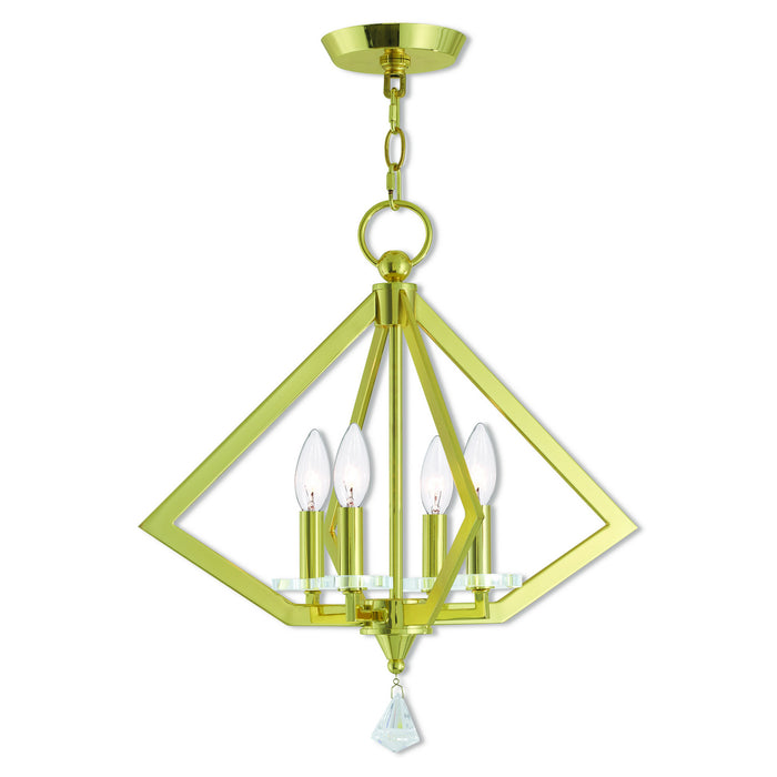 Livex Lighting 50664-02 Four Light Mini Chandelier, Polished Brass