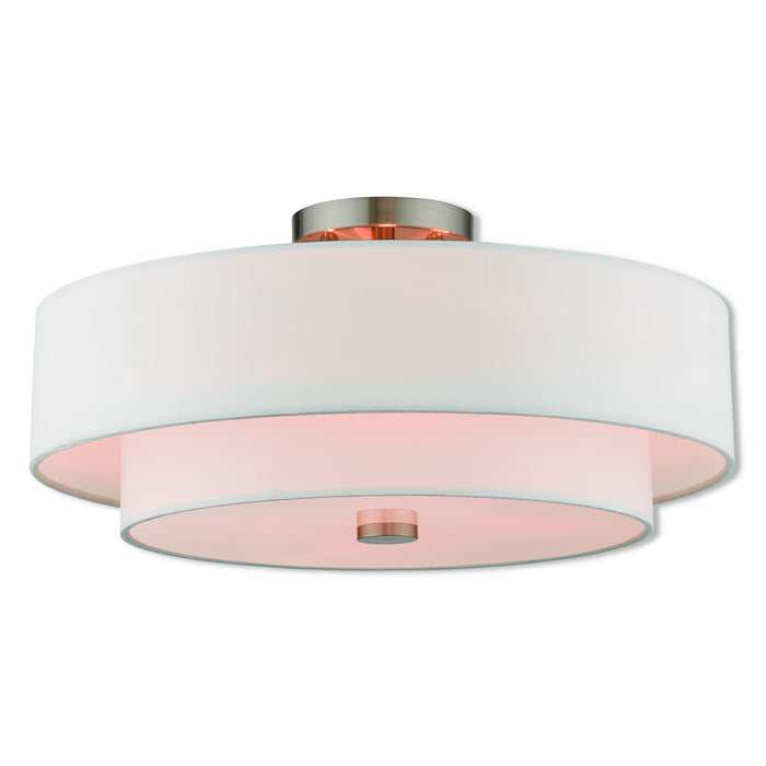 Livex Lighting 51045-91 Four Light Ceiling Mount, Brushed Nickel