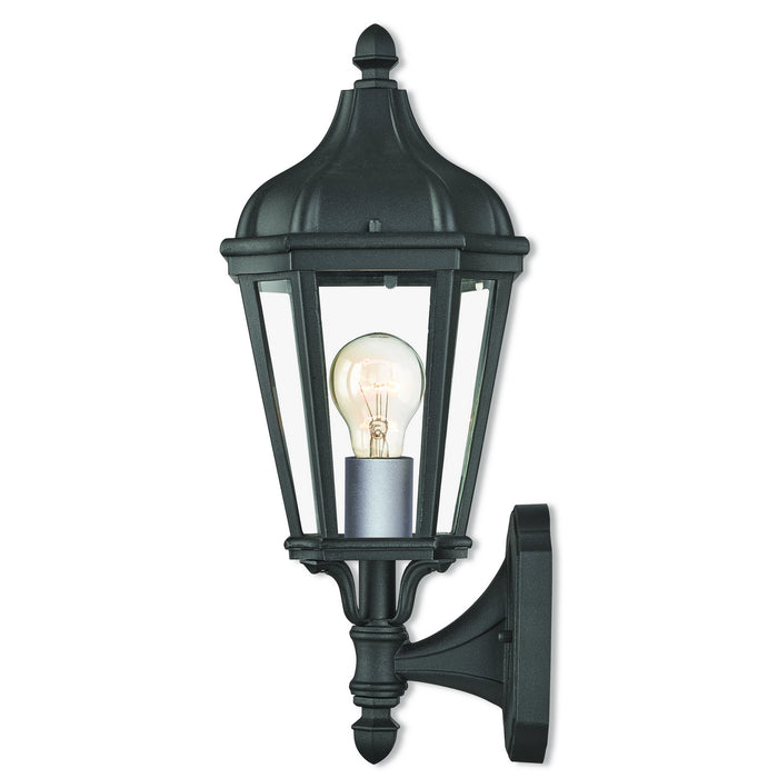 Livex Lighting 76182-14 One Light Outdoor Wall Lantern, Textured Black w/ Antique Silver Cluster