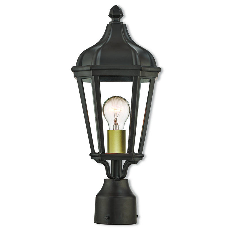 Livex Lighting 76184-07 One Light Outdoor Post-Top Lanterm, Bronze w/ Antique Gold Cluster