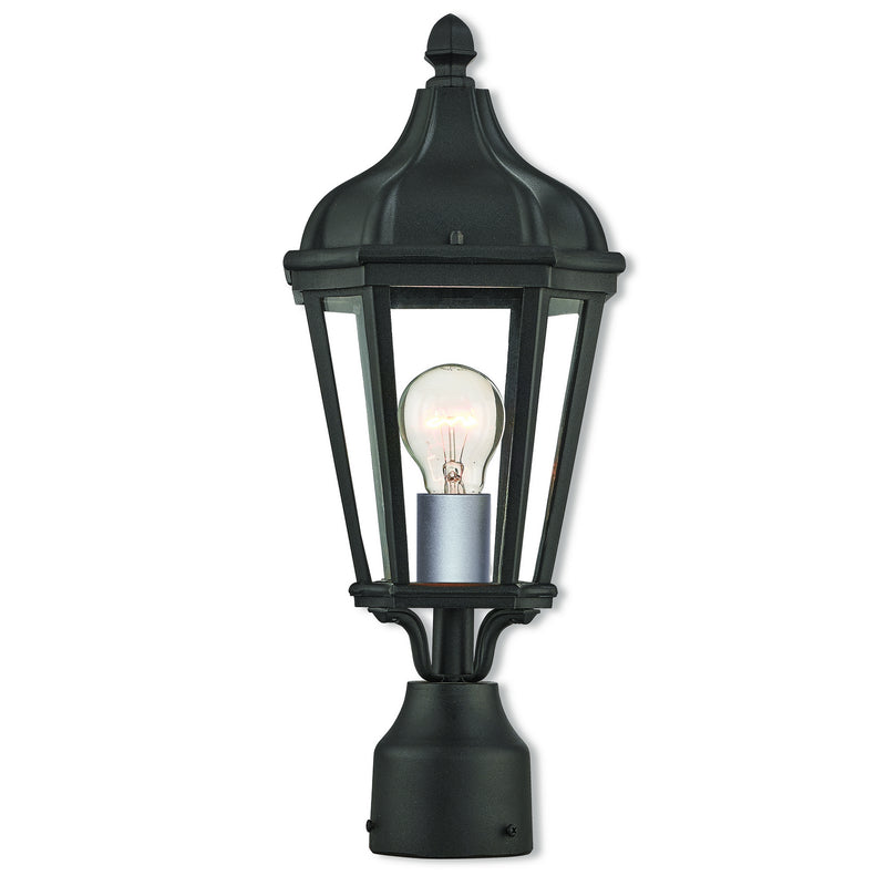 Livex Lighting 76184-14 One Light Outdoor Post-Top Lanterm, Textured Black w/ Antique Silver Cluster