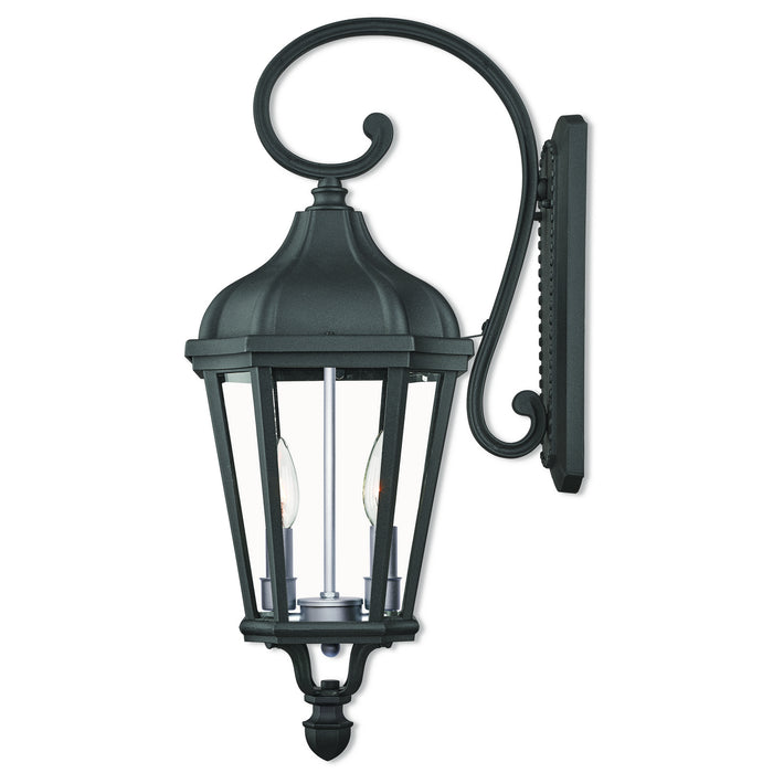 Livex Lighting 76186-14 Two Light Outdoor Wall Lantern, Textured Black w/ Antique Silver Cluster