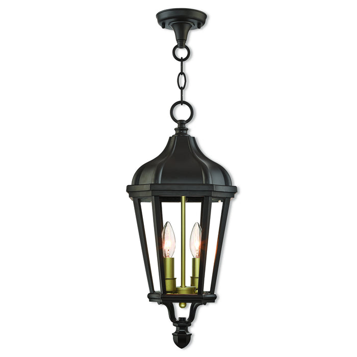 Livex Lighting 76189-07 Two Light Outdoor Pendant, Bronze w/ Antique Gold Cluster