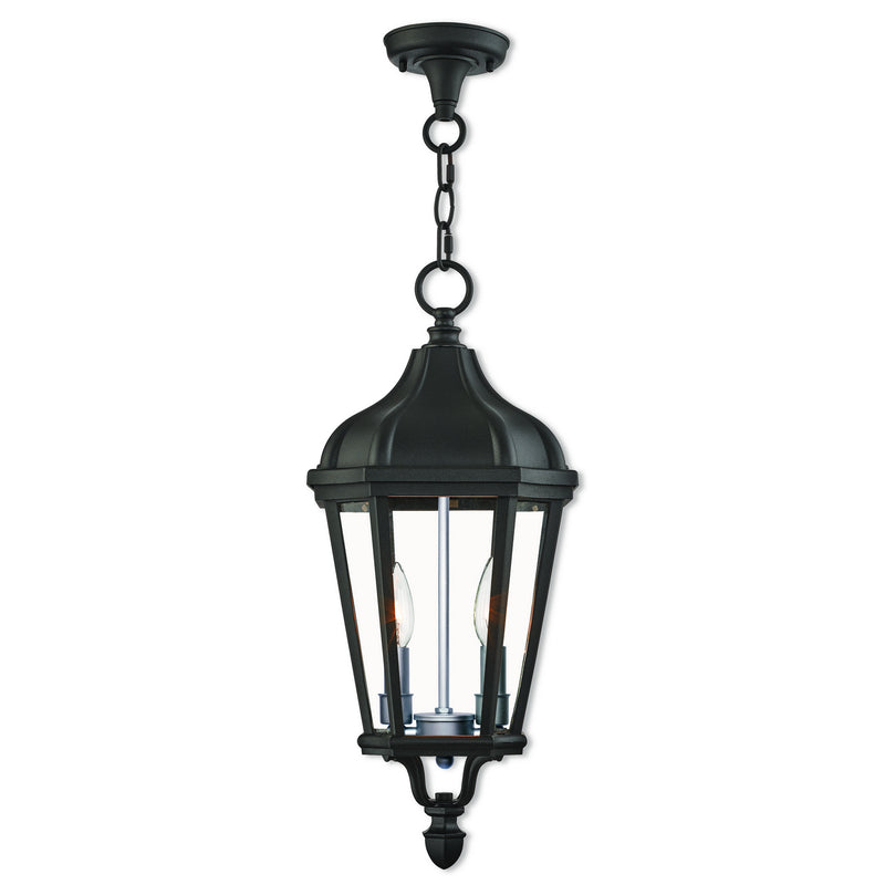 Livex Lighting 76189-14 Two Light Outdoor Pendant, Textured Black w/ Antique Silver Cluster