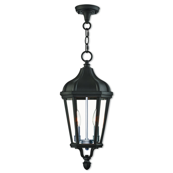 Livex Lighting 76189-14 Two Light Outdoor Pendant, Textured Black w/ Antique Silver Cluster