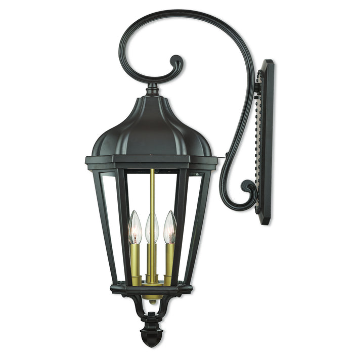 Livex Lighting 76192-07 Three Light Outdoor Wall Lantern, Bronze w/ Antique Gold Cluster