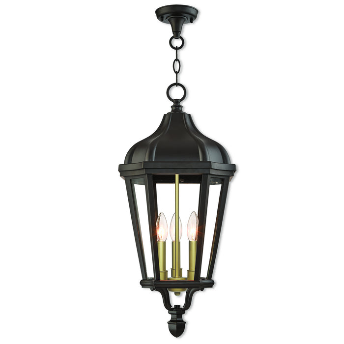 Livex Lighting 76193-07 Three Light Outdoor Pendant, Bronze w/ Antique Gold Cluster