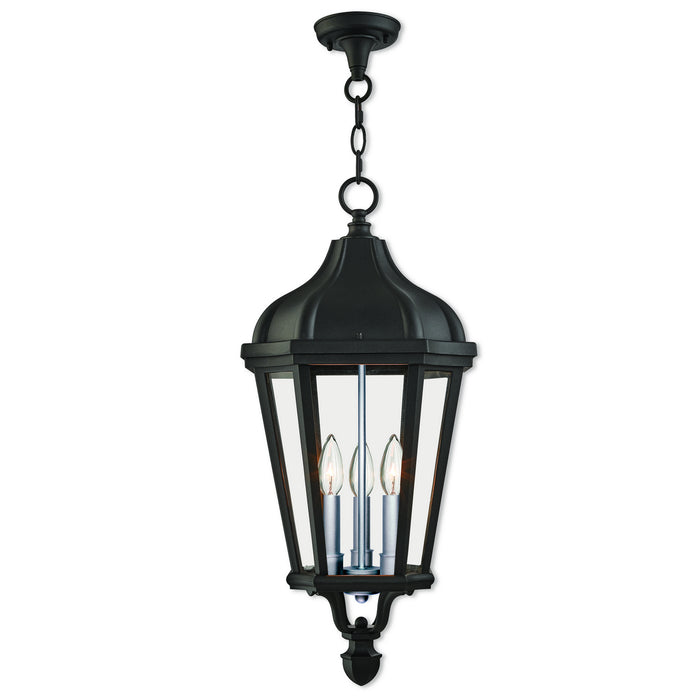 Livex Lighting 76193-14 Three Light Outdoor Pendant, Textured Black w/ Antique Silver Cluster