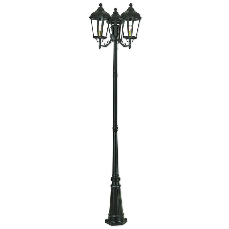 Livex Lighting 76198-07 Three Light Outdoor Post Mount, Bronze w/ Antique Gold Cluster
